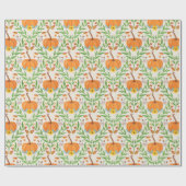 Botanisches Design des Autumn Pumpkin Geschenkpapier (Flach)
