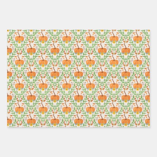 Botanisches Design des Autumn Pumpkin Geschenkpapier Set (Vorderseite)