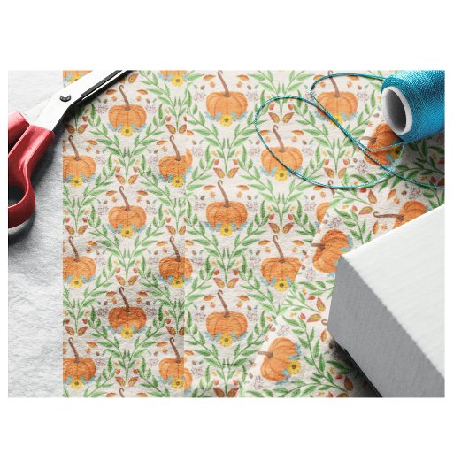 Botanisches Design des Autumn Pumpkin Seidenpapier