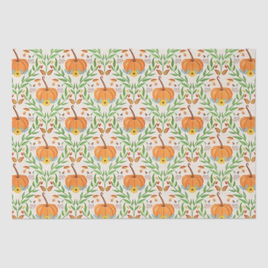 Botanisches Design des Autumn Pumpkin Seidenpapier (Vorderseite)
