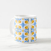 Botanisches Design Golden und Blau - Watercolou Kaffeetasse (Vorderseite Links)