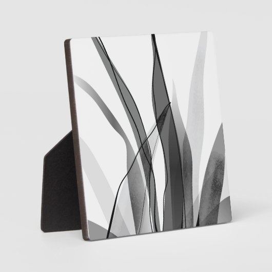 Botanisches Design Schwarz-Weiß Fotoplatte (Vorderseite)