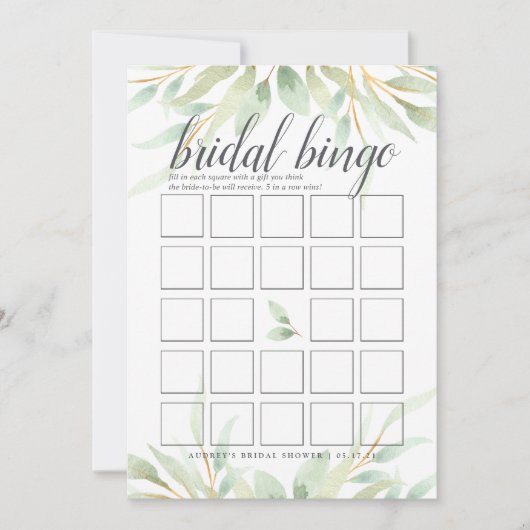 Botanisches Doppelseitiges Brautparty Einladung (Vorderseite)