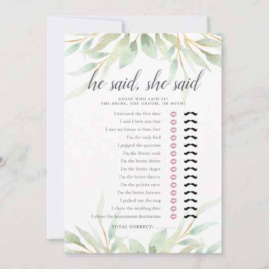 Botanisches Doppelseitiges Brautparty Einladung (Vorderseite)