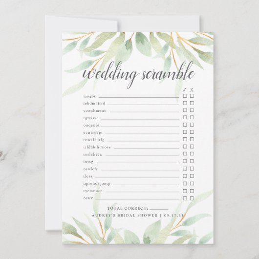 Botanisches Doppelseitiges Brautparty Einladung (Rückseite)