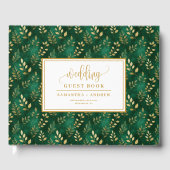 Botanisches Dunkelgrün und Gold Hochzeitshaus Gästebuch (Vorderseite)