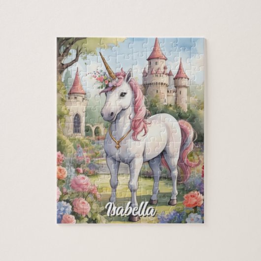 Botanisches Einhorn Personalisiertes Girl Puzzle (Vertikal)