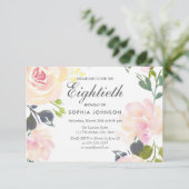 Botanisches Elegant Floral 80. Geburtstag Einladun Einladung (Stehend Vorderseite)