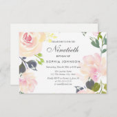 Botanisches Elegant Floral 90. Geburtstag Einladun Einladung (Vorne/Hinten)