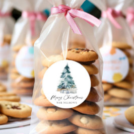 Botanisches Elegant Frohe Weihnachten Runder Aufkleber