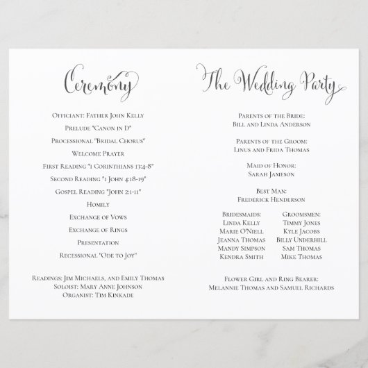 Botanisches Elegant Grüne Hochzeitsservice Program (Rückseite)