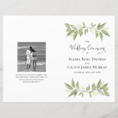 Botanisches Elegant Grüne Hochzeitsservice Program (Vorderseite)