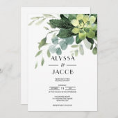 Botanisches, elegantes Blätter mit Sukkulenten und Einladung (Vorne/Hinten)