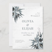 Botanisches Elegantes Blau Einladung (Vorderseite)
