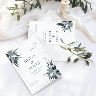 Botanisches Elegantes Blau Einladung