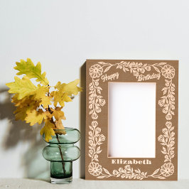 Botanisches Elegantes Blumengestein Geburtstag & N Geätzte Rahmen