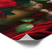 Botanisches Elegantes Bouquet Rote Rosen Poster (Ecke)