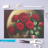 Botanisches Elegantes Bouquet Rote Rosen Seidenpapier (Handwerk)