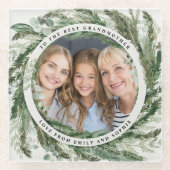 Botanisches, elegantes Foto im Wasserfarbenkranz Glasuntersetzer (Vorderseite)