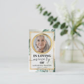 Botanisches Elegantes Gedenkgebet Fotokarte Visitenkarte (Stehend Vorderseite)