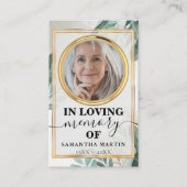 Botanisches Elegantes Gedenkgebet Fotokarte Visitenkarte (Vorderseite)