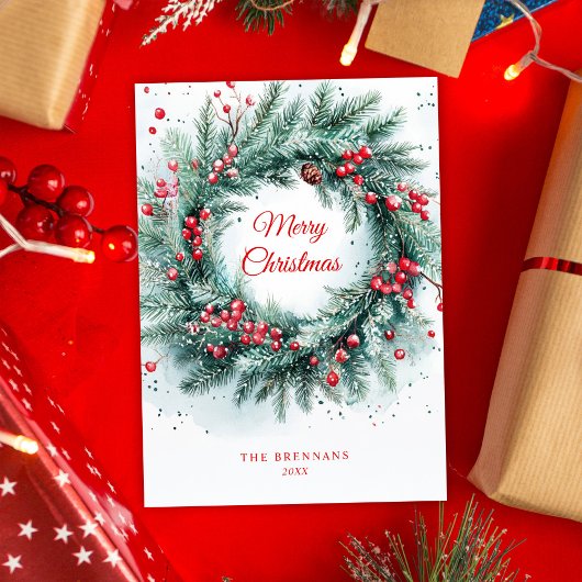 Botanisches Elegantes Weihnachtslied Feiertagskarte