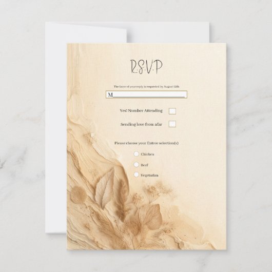 Botanisches Elfenbein Bohemisch texturiertes UAWG Einladung (Vorderseite)