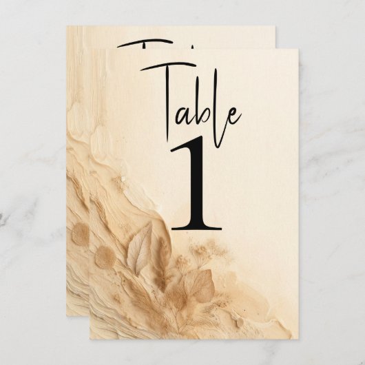 Botanisches Elfenbein-Bohemischer Texturiertisch Einladung (Vorne/Hinten)