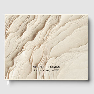 Botanisches Elfenbein-Cream-Bohemian-Textur-Hochze Gästebuch