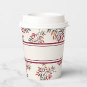 Botanisches Elfenbein Lila Herbstlaube individuell Pappbecher (Rückseite)