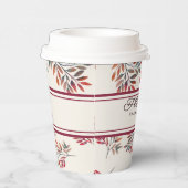 Botanisches Elfenbein Lila Herbstlaube individuell Pappbecher (Rechts)