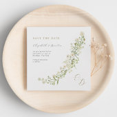 Botanisches Elfenbeingold-Wild-Blume Monogramm Hoc Save The Date