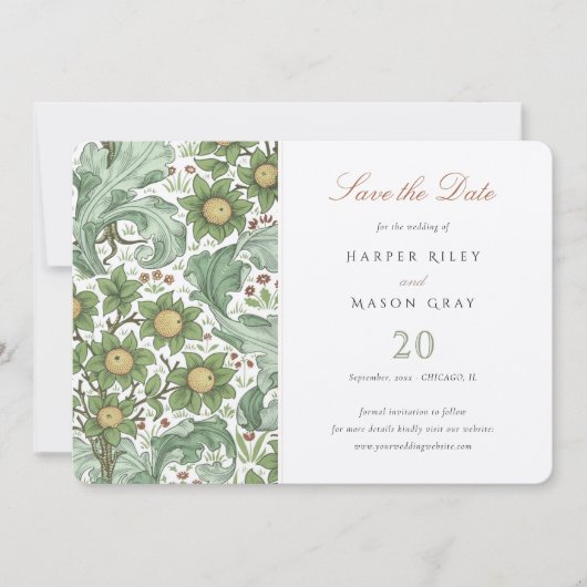 Botanisches Erbe Save the Date Morris Einladung (Vorderseite)