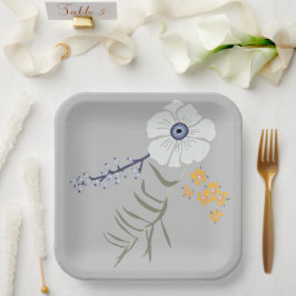 Botanisches Ereignis der Blume Gelb Blau Pappteller