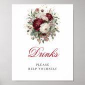 Botanisches Erröten Burgunder Getränke Poster Schi (Vorne)