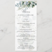 Botanisches Eukalyptus-Aquarell-Hochzeitsmenü