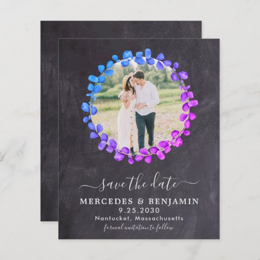 Botanisches Eukalyptus-Foto Save the Date Ca (Vorne/Hinten)