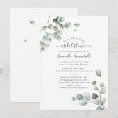 Botanisches Eukalyptus Greenery Script-Brautparty Einladung (Vorne/Hinten)