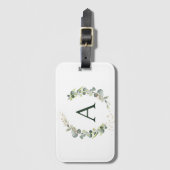 Botanisches Eukalyptus-Monogramm-Grün Hochzeit Gepäckanhänger (Vorderseite Vertikal)