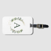 Botanisches Eukalyptus-Monogramm-Grünzeug Hochzeit Gepäckanhänger (Vorderseite (Horizontal))