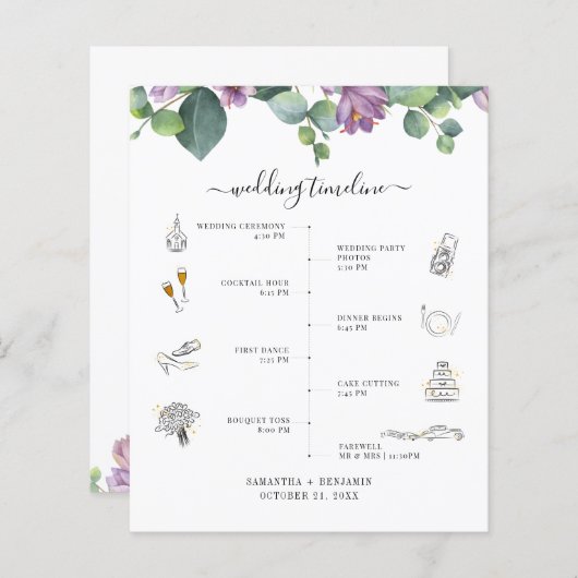 Botanisches Eukalyptus-Script-Hochzeitsprogramm (Vorne/Hinten)