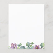 Botanisches Eukalyptus-Skript-Hochzeitsprogramm (Rückseite)