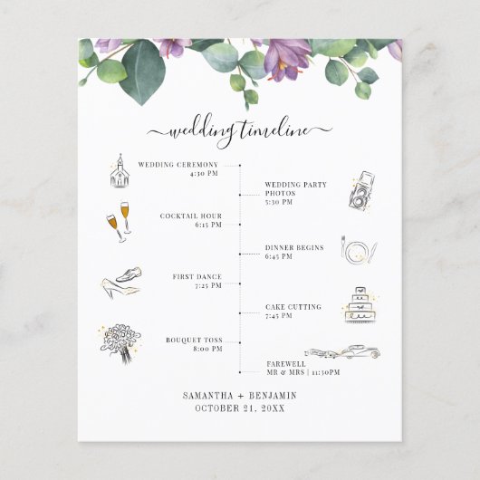 Botanisches Eukalyptus-Skript-Hochzeitsprogramm (Vorderseite)