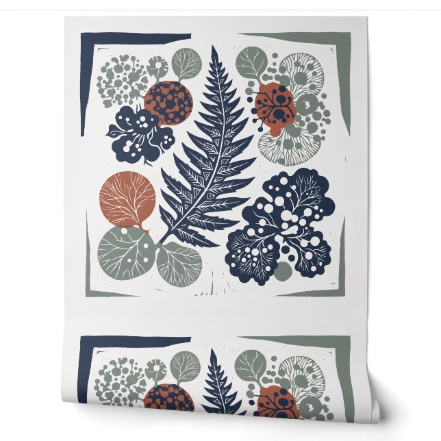 Botanisches Farn-Blumen-Wallpaper Tapete (Abrollen)