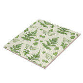 Botanisches Farn-Design Grüne Gelbe Keramikfliese (Seite)