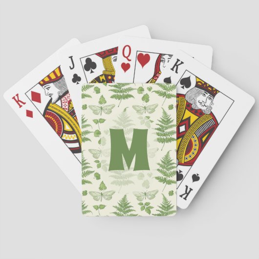 Botanisches Farn Grün Gelb Deck Spielkarten (Rückseite)