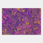 Botanisches feines Muster in dunklem Lila Geschenkpapier Set (Vorderseite 3)