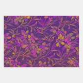 Botanisches feines Muster in dunklem Lila Geschenkpapier Set (Vorderseite)