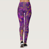 Botanisches feines Muster in dunklem Lila Leggings (Rückseite)
