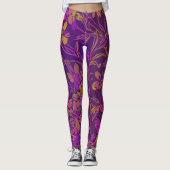 Botanisches feines Muster in dunklem Lila Leggings (Vorderseite)